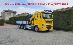 Scania R580 8x4 CRANE HIAB 422E8+1 flatbed truck